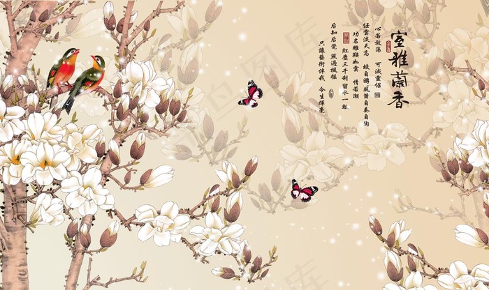 花鸟工笔图片(9071X5669(DPI:72))psd模版下载