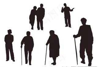 老人剪影图片