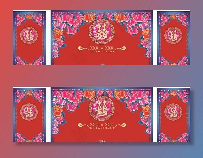 中式婚庆背景图片(2585X4567(DPI:40))psd模版下载