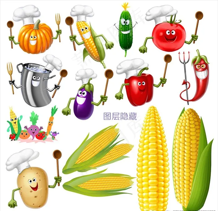 蔬菜卡通图片(11811X11811(DPI:300))psd模版下载