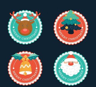 4款圆形圣诞节标签矢量素材图片