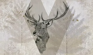 北欧复古美式麋鹿手绘麋鹿背景墙图片