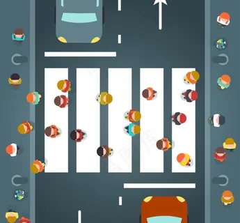 卡通人行横道俯视图矢量素材图片 卡通人行横道俯视图矢量素材图片