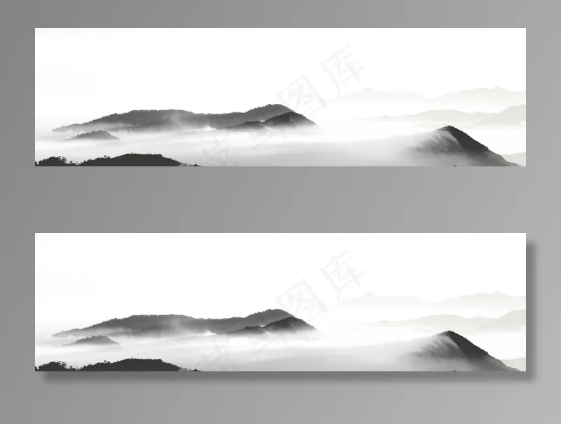 云海云端山峰复古背景海报素材图片