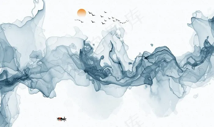 水墨山水图片(9071X5669(DPI:72))psd模版下载