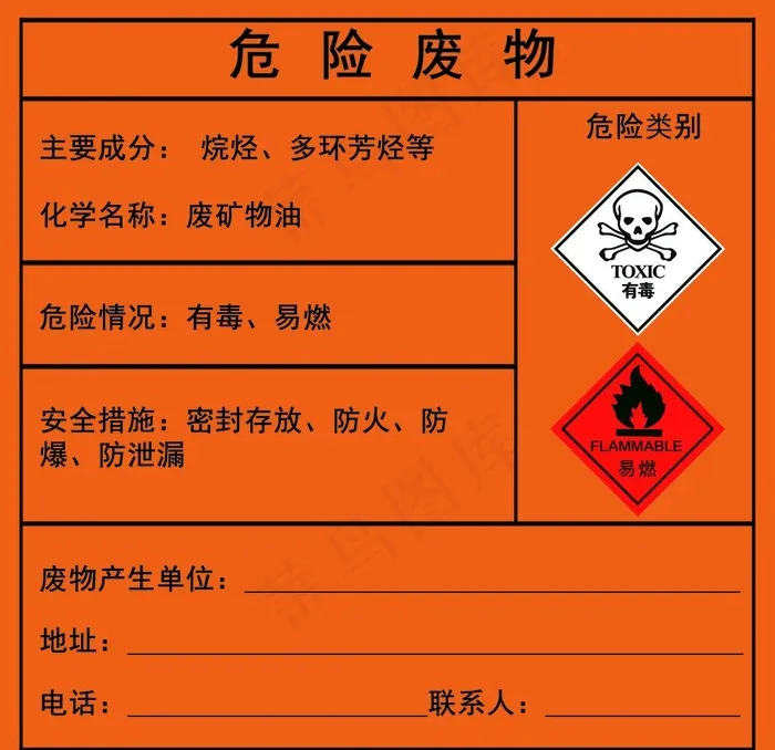 危险废物标签图片psd模版下载