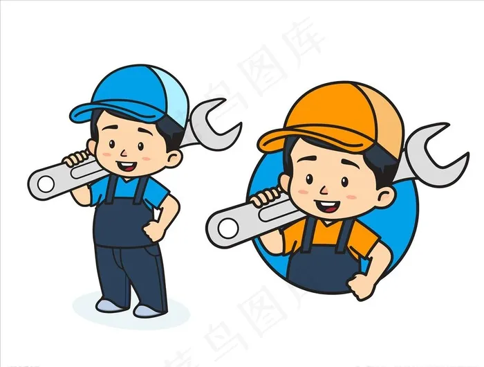 卡通维修工图片ai矢量模版下载