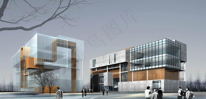 室外建筑效果图图片(4000X2058(DPI:72))psd模版下载