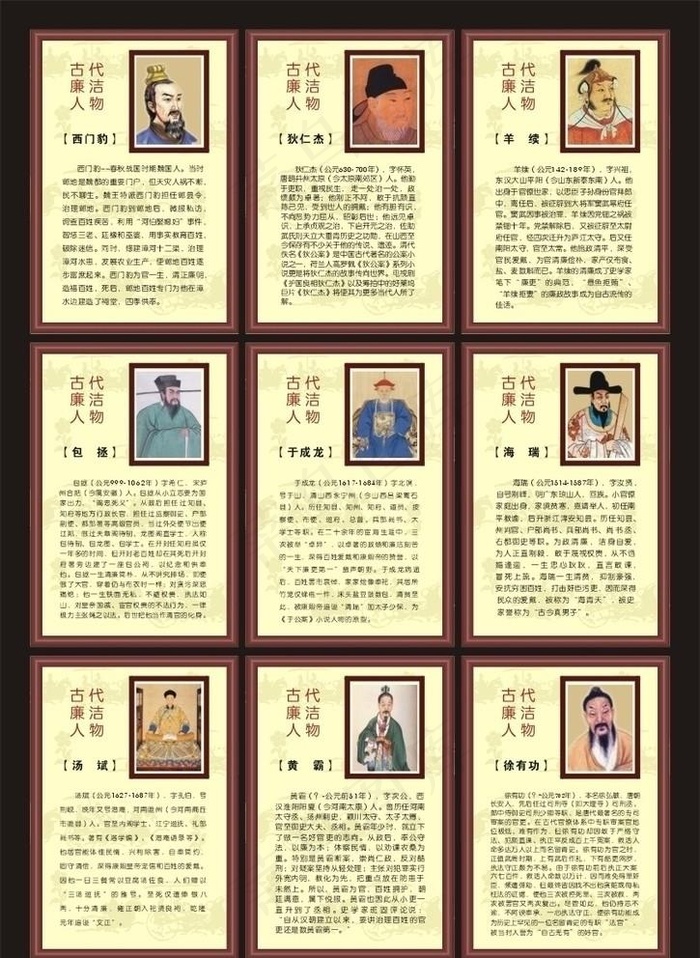 廉洁人物展板图片cdr矢量模版下载