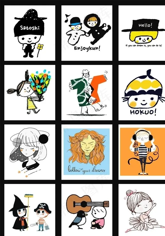 卡通趣味动漫儿童人物插画海报图图片