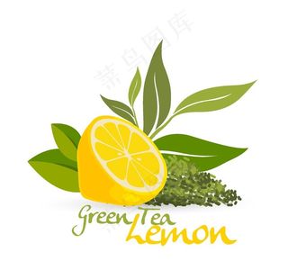 手绘插画绿茶柠檬图片