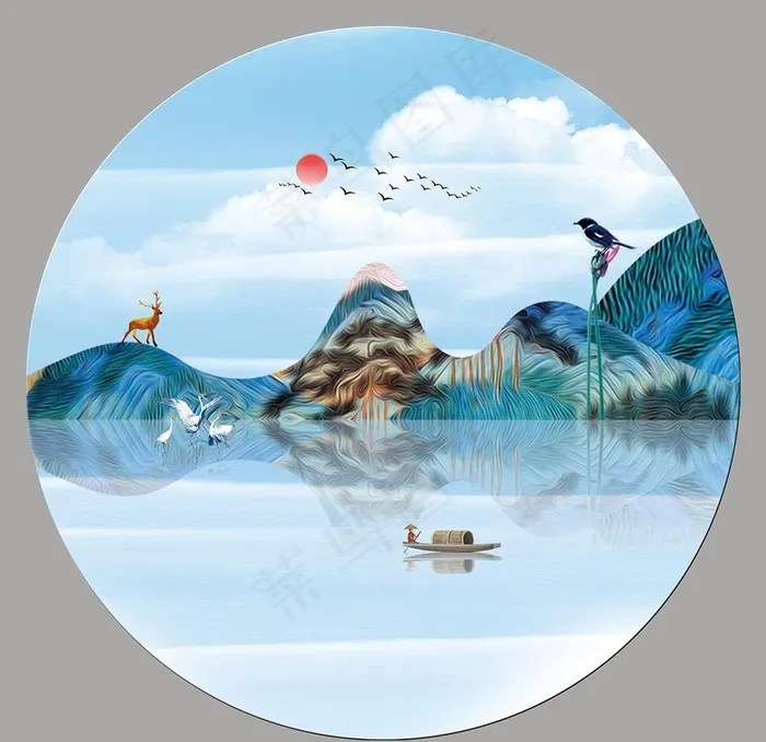 水墨画图片(7087X7087(DPI:300))psd模版下载