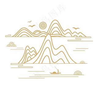 矢量中国风山纹云纹中式山水国潮图片