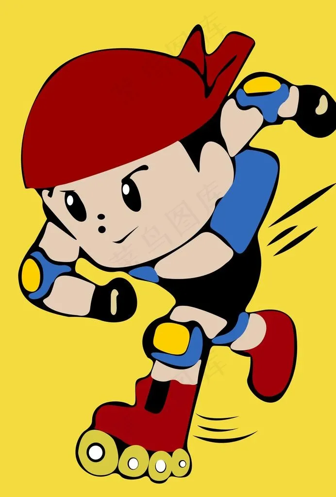 轮滑卡通漫画人物logo图片psd模版下载