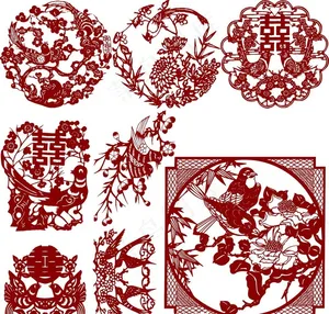 喜鹊剪纸中式窗花图片