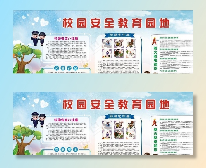 校园安全教育宣传栏图片(3000X1200)cdr矢量模版下载