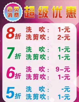 价目表  洗剪吹价格图片