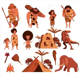 卡通原始部落人物素材图片