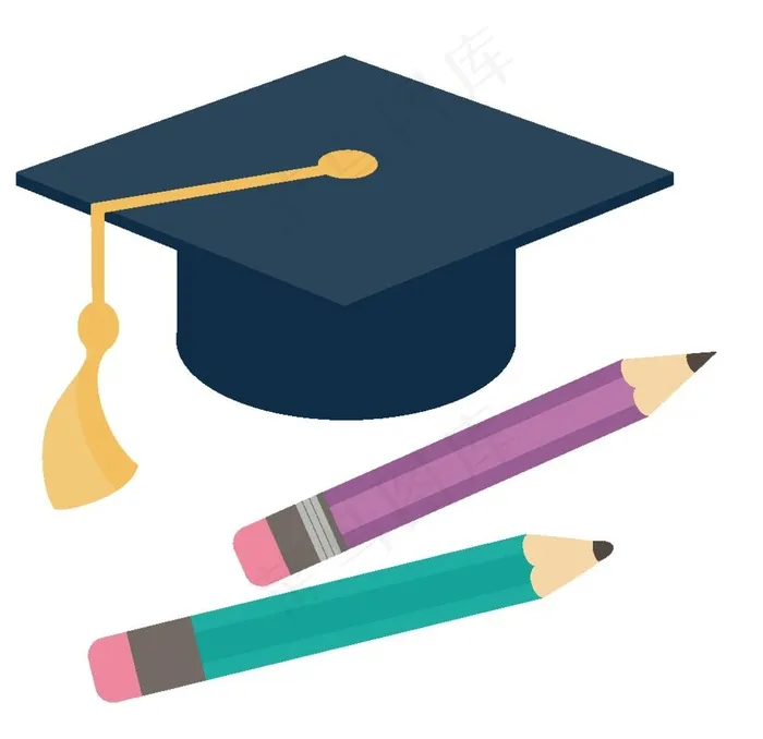 博士帽铅笔图片ai矢量模版下载