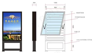 落地灯箱结构图图片