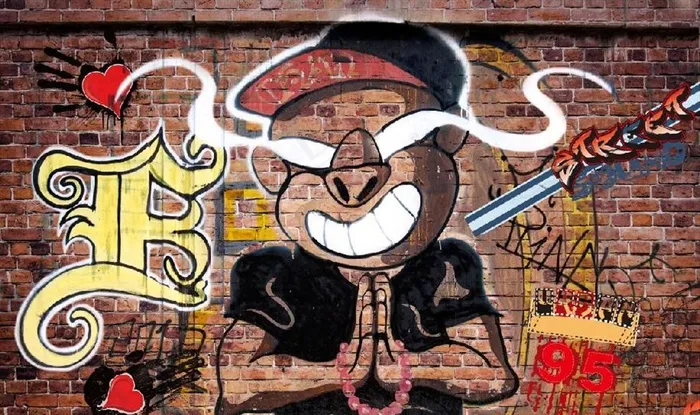 复古怀旧街头涂鸦酒吧餐饮背景墙图片(9071X5669(DPI:72))psd模版下载