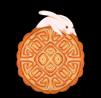 中秋节趴在月饼上的兔子图片 中秋节趴在月饼上的兔子图片