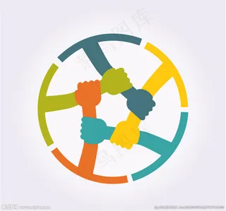 彩色手臂组合圆环矢量素材图片