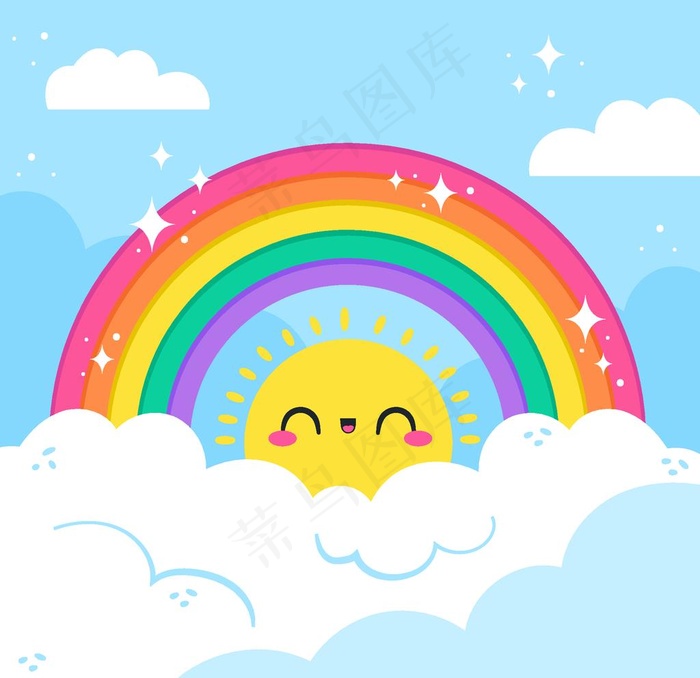 卡通儿童节精美彩虹桥图片