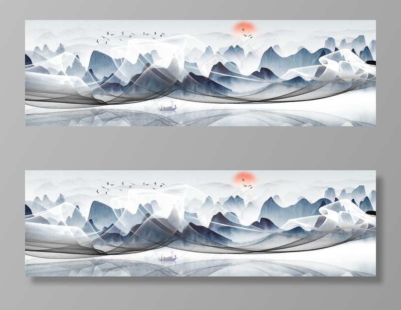 水墨山水图片(2898X968(DPI:100))psd模版下载