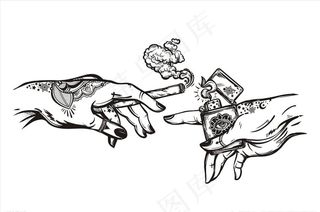 香烟打火机矢量图下载图片