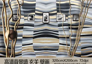 北欧抽象纹理相框树枝艺术背景墙图片