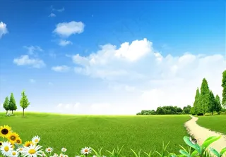 蓝天白云 草地背景图片