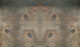 简约手绘线条热带树叶背景墙图片