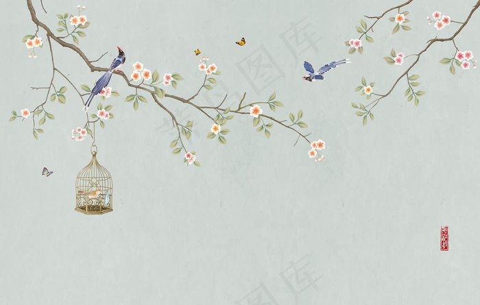 手绘山水 水墨画 印象江南图片(9354X6236(DPI:72))psd模版下载