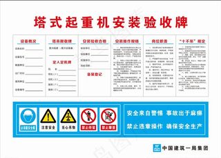 塔吊起重机验收牌图片