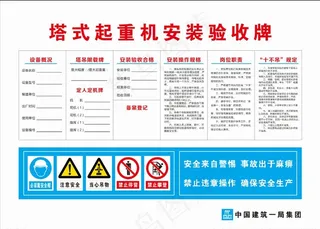 塔吊起重机验收牌图片
