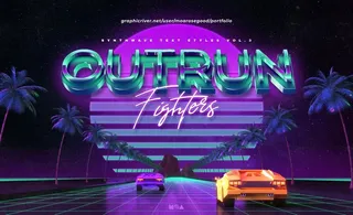 赛博朋克 蒸汽波 金属立体字图片