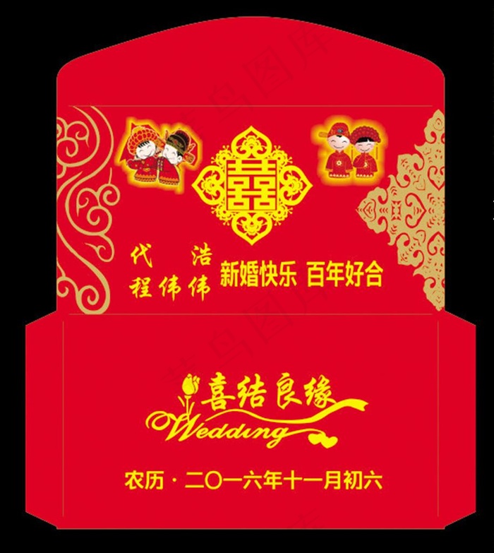 结婚红包 婚庆请柬 红包样式图片cdr矢量模版下载