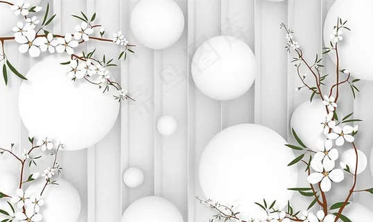 3d白球花朵背景墙图片 3d白球花朵背景墙图片