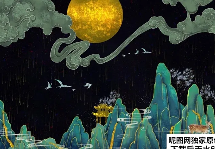 中式背景图片(3508X2480(DPI:300))psd模版下载