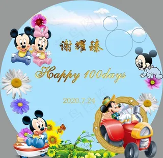 米奇米妮主题宝宝宴背景图片