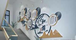 中式楼梯文化墙图片