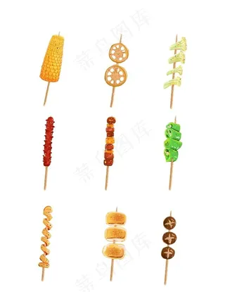 烧烤撸串烤肉手绘小清新美食夜宵图片
