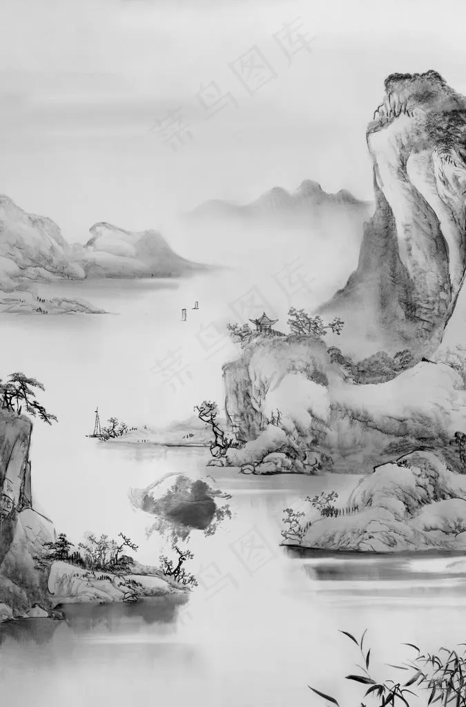 山水图片(3425X4961(DPI:300))psd模版下载