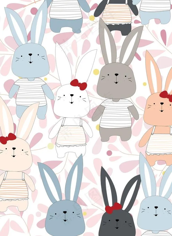 卡通图案卡通动物兔子矢量底纹图片ai矢量模版下载