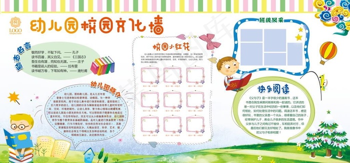 幼儿园校园文化墙宣传栏图片(7087X3543(DPI:150))psd模版下载