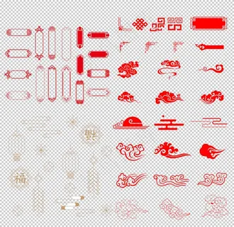 中国红色元素边图案图片