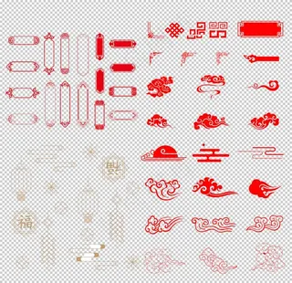 中国红色元素边图案图片