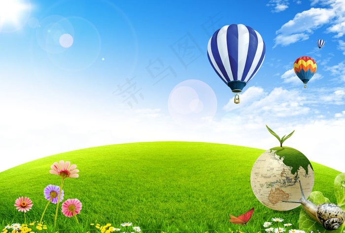 蓝天白云草地图片