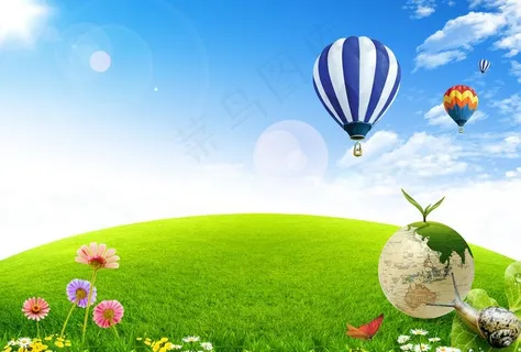 蓝天白云草地图片